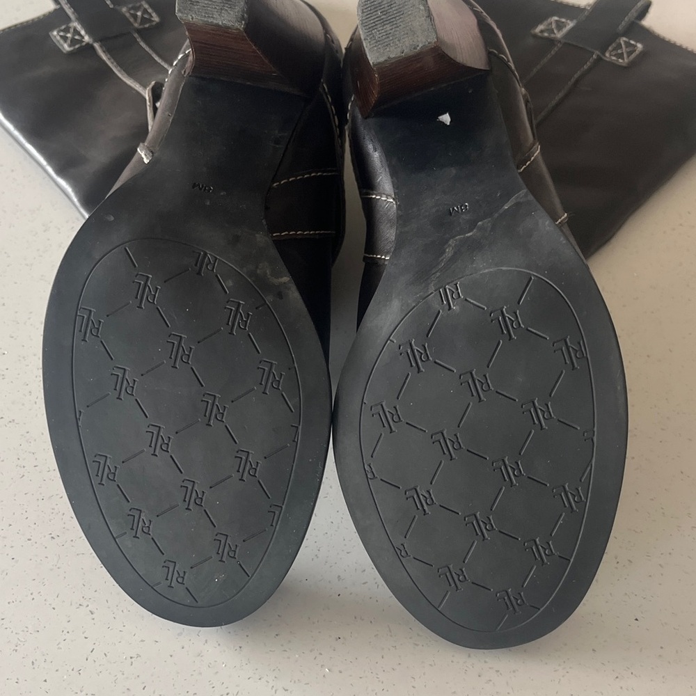 Ralph Lauren Grey Leather Pull On Boots Ladies Size 8 - Picture 6 of 11